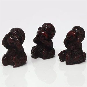 Feng Shui Three Wise Monkeys See Hear Speak No Evil Resin Figurines